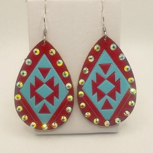 Pink and teal earrings
